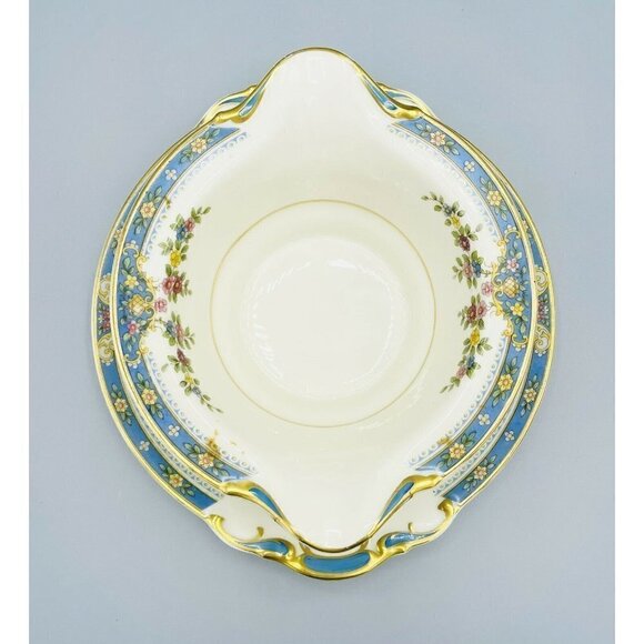 Royal Ivory KPM Chesly Gravy Dish Blue Floral Gold Trim Czech Germany Sauce Bowl - Picture 5 of 7